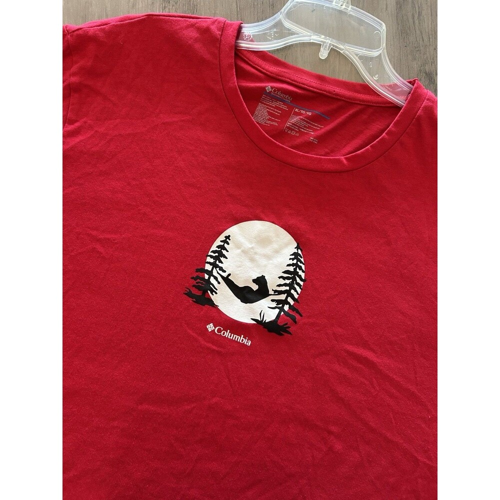 Columbia Shirt Womens XL Red Sleeping Bear Pajama Top Long Sleeve